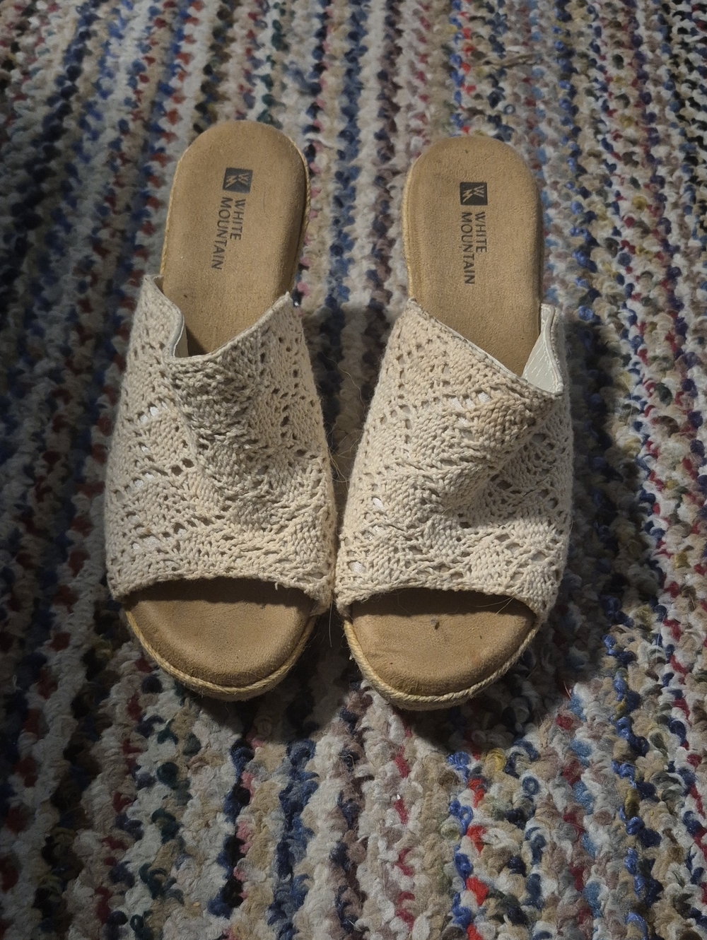 White Mountain Cream Crochet Slide Mules